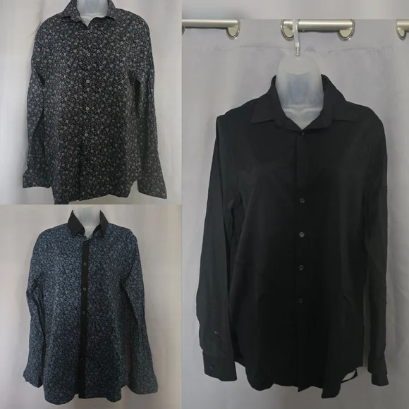 EXPRESS 3 Mens Black and Patterned Button-Up Shirt Bundle - Picture 1 of 13